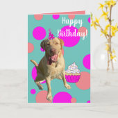Carte d'anniversaire Dudley Labrador (Fleur jaune)