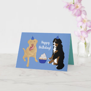 Carte d'anniversaire Dudley Labrador et Bernese