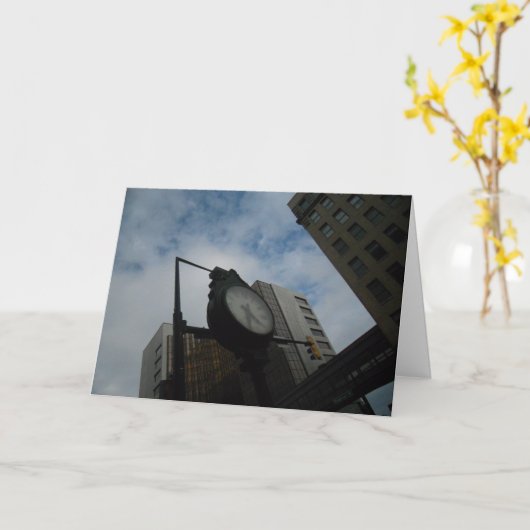 Carte d'anniversaire "Duluth Clock at an Angle" (Fleur jaune)