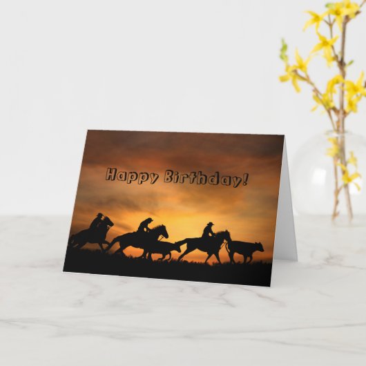 Carte D'Anniversaire D'Un Cowboy Groupe (Fleur jaune)