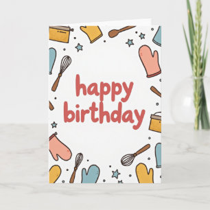 Carte d'anniversaire d'ustensiles joyeuse
