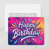 Carte d'anniversaire dynamique joyeuse Colorful Ab (Devant / Derrière)