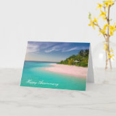 Carte d'anniversaire Eau turquoise sur plage de sa (Fleur jaune)