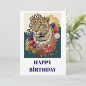 Carte d'anniversaire Éclectique Léopard avec Perle (Debout devant)
