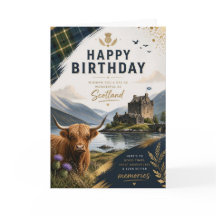 Carte d'anniversaire écossaise de château de vache