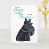 Carte d'anniversaire écossaise Terrier (Fleur jaune)