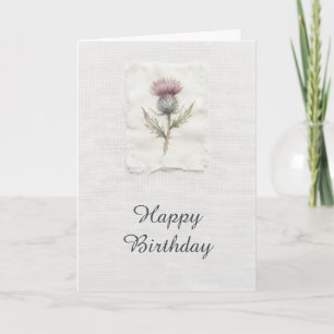 Carte d'anniversaire écossaise Thistle Violet Aqua