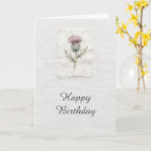 Carte d'anniversaire écossaise Thistle Violet Aqua (Fleur jaune)