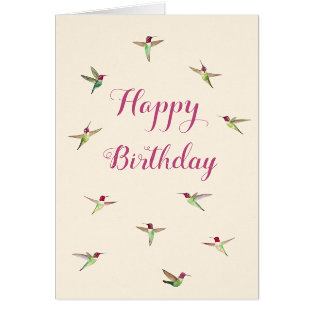 Carte d'anniversaire Ecru Anna's Hummingbirds (Devant)