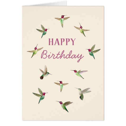Carte d'anniversaire Ecru Anna's Hummingbirds (Devant)