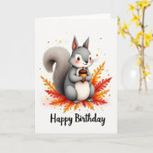 Carte d'anniversaire Écureuil Joyeux (Fleur jaune)