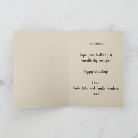 Carte d'anniversaire éditable de chat noir d'art p (Intérieur)