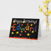 Carte d'anniversaire 'Edward' (noir) (Fleur jaune)