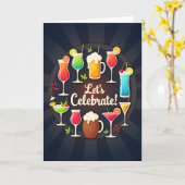 Carte d'anniversaire Elegant Drinks (Fleur jaune)