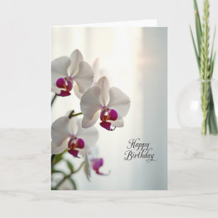 Carte d'anniversaire élégante à fleurs blanches