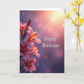 Carte d'anniversaire élégante à floraison de fuchs (Fleur jaune)