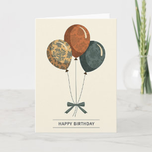 Carte d'anniversaire élégante à motif feuillu