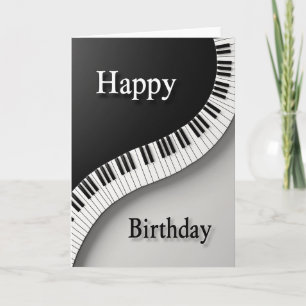 Carte d'anniversaire élégante au piano