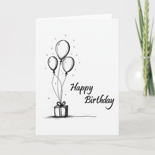 Carte d'anniversaire élégante avec dessin (Devant)