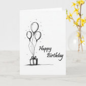 Carte d'anniversaire élégante avec dessin (Fleur jaune)