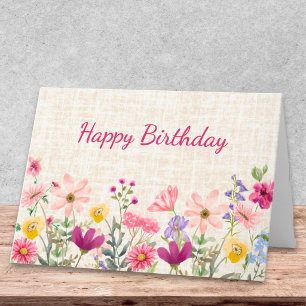 Carte d'anniversaire élégante avec motif floral ro