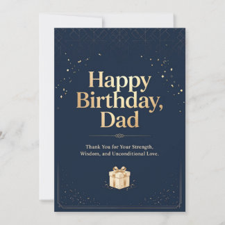 Carte d'anniversaire élégante bleu marine or pour