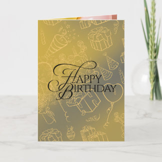 Carte d'anniversaire élégante en or avec ballons e