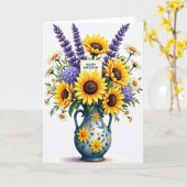 Carte d'anniversaire Élégante Pitcher (Fleur jaune)