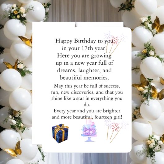 Carte d'anniversaire élégante pour elle – Message 