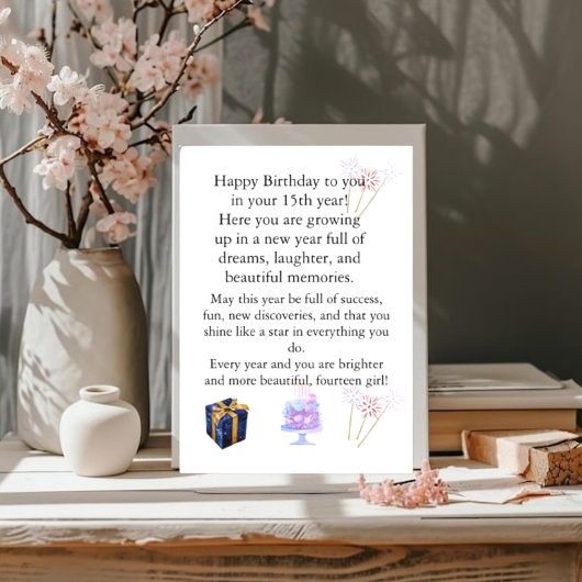 Carte d'anniversaire élégante pour elle – Message