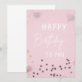 Carte d'anniversaire élégante rose joyeux annivers (Devant / Derrière)