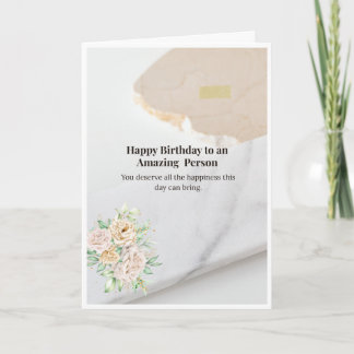 Carte d'anniversaire Elégante Rose Marbre