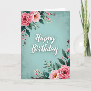 Carte d'anniversaire élégante sarcelle