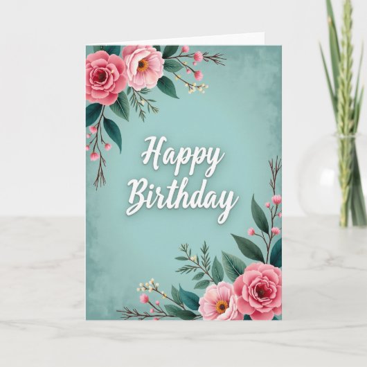Carte d'anniversaire élégante sarcelle (Devant)