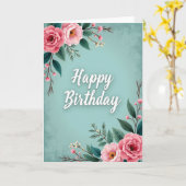 Carte d'anniversaire élégante sarcelle (Fleur jaune)