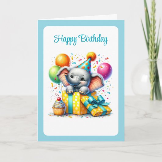 Carte d'anniversaire éléphant (Devant)