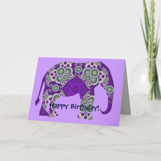 Carte d'anniversaire éléphant (Devant)