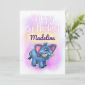 Carte d'anniversaire éléphant (Debout devant)