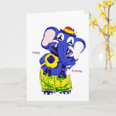 Carte d'anniversaire éléphant, Anniversaire d'enfa (Fleur jaune)