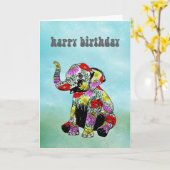 Carte d'anniversaire Éléphant Bébé (Fleur jaune)