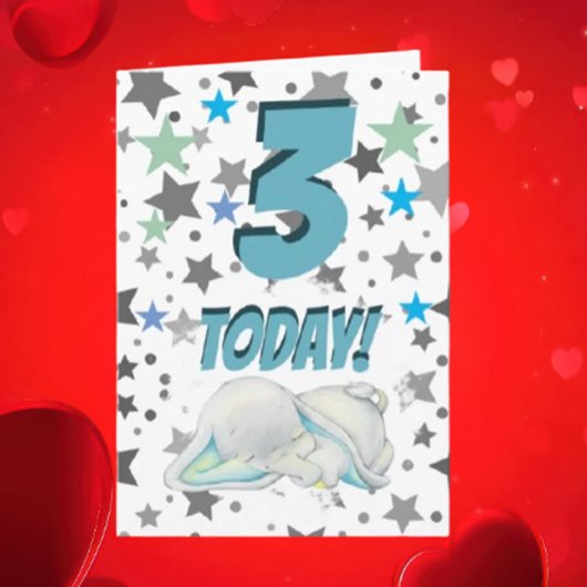 Carte d'anniversaire éléphant bleu