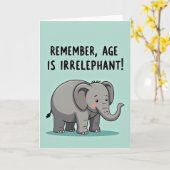 Carte d'anniversaire éléphant gris (Fleur jaune)