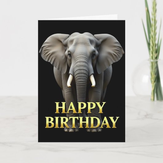 CARTE D'ANNIVERSAIRE ÉLÉPHANT GROS PLAN DISTINCTIF (Devant)
