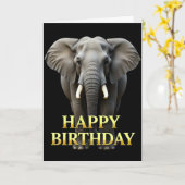 CARTE D'ANNIVERSAIRE ÉLÉPHANT GROS PLAN DISTINCTIF (Fleur jaune)