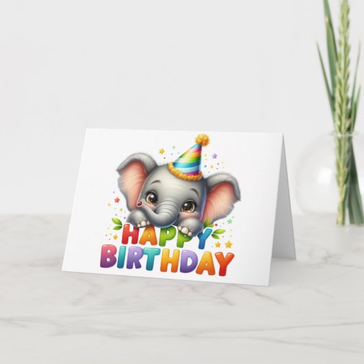 Carte d'anniversaire éléphant mignon (Devant)