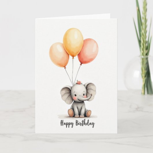 Carte d'anniversaire éléphant mignon (Devant)