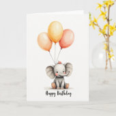 Carte d'anniversaire éléphant mignon (Fleur jaune)