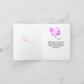 Carte d'anniversaire éléphant mignon rose et bleu (Intérieur)