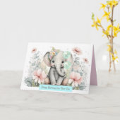 Carte d'anniversaire éléphant pour enfant d'un an (Fleur jaune)