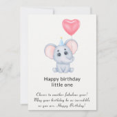 Carte d'anniversaire éléphant pour enfants (Devant)